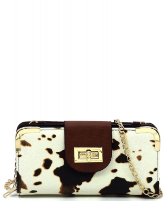 Fashion Turn Lock Crossbody Wallet AD041 COW/